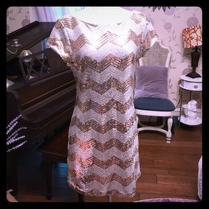 NWT White House black market sequin zig zag dress